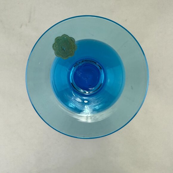 Vintage Blue Opaline Glass Bud Vase Made in Italy 9.5 Inch - Picture 8 of 9